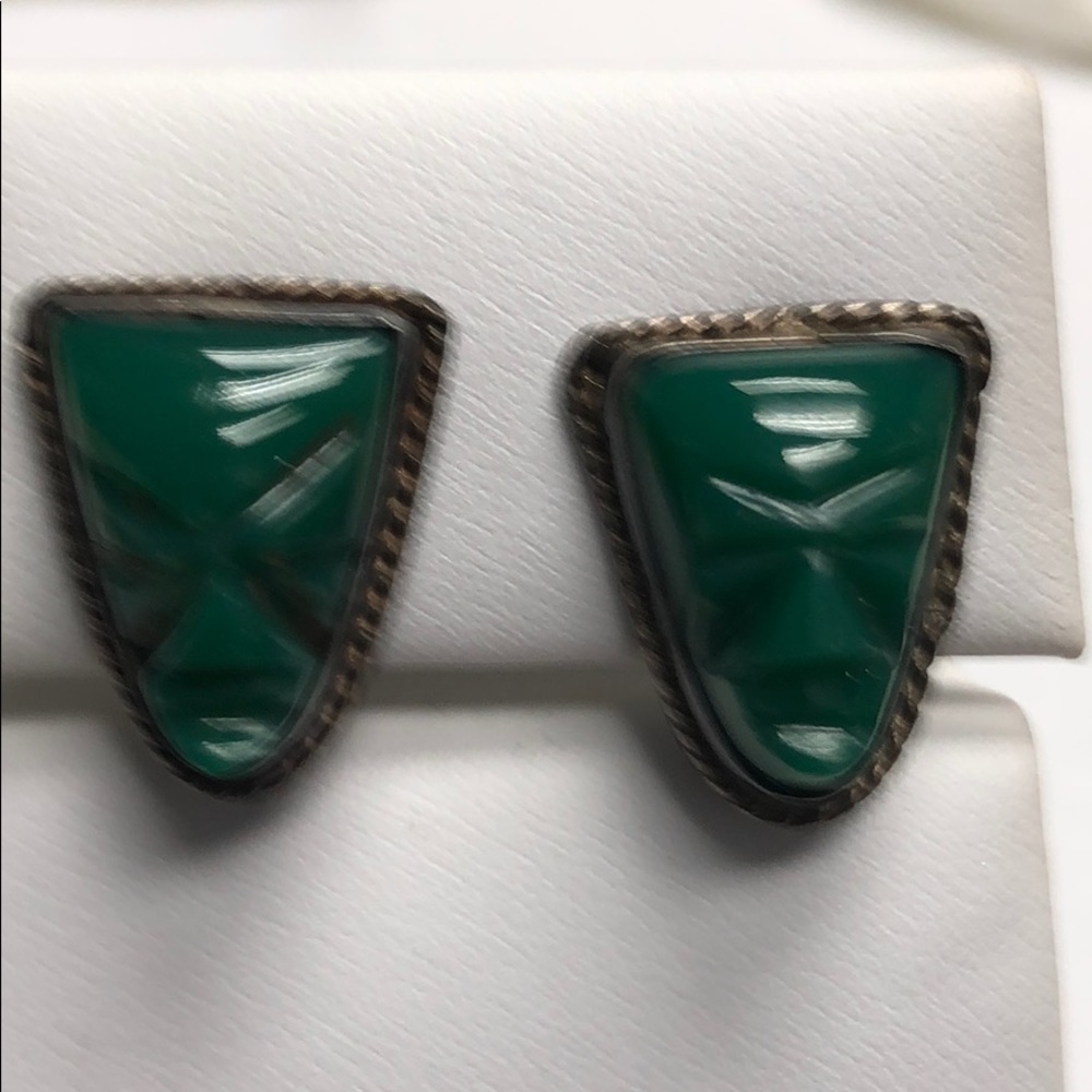 Forrest Green Antique Sterling Silver Earrings